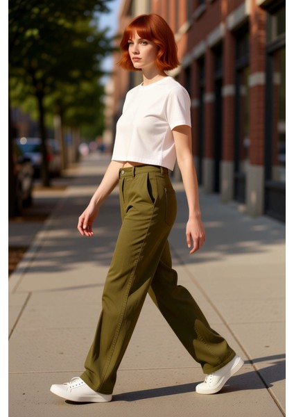 Kadın Yüksek Bel Geniş Paça Keten Pantolon Fonksiyonel Dayanıklı Kaliteli Konforlu Estetik indirimleri