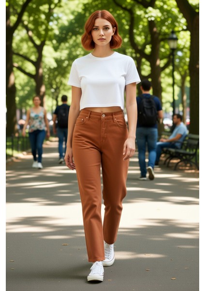 Kadın Yüksek Bel Boru Paça Jean Pantolon Fonksiyonel Dayanıklı Kaliteli Konforlu Estetik Şık fiyatları