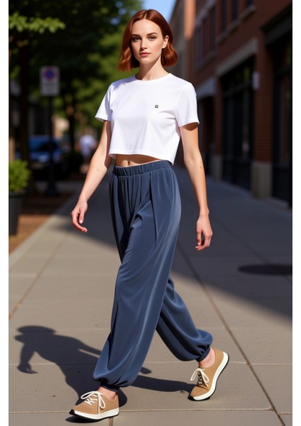 Kadın Pileli Şalvar Kesim Örme Pantolon Antrasit Modal Fonksiyonel Dayanıklı Kaliteli Spor modelleri