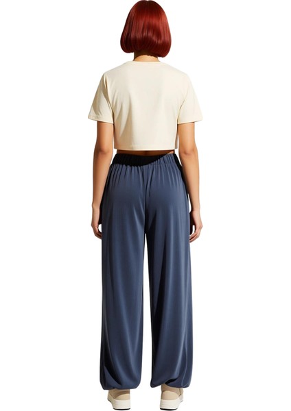 Kadın Pileli Şalvar Kesim Örme Pantolon Antrasit Modal Fonksiyonel Dayanıklı Kaliteli Spor indirimleri