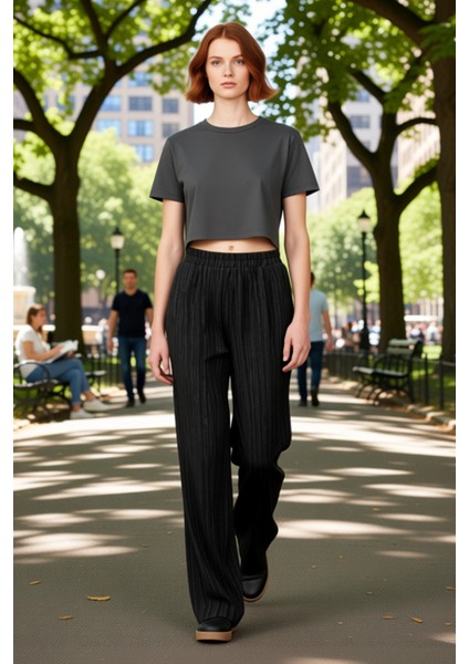 Kadın Dokulu Yüksek Bel Boru Paça Pantolon Fonksiyonel Dayanıklı Kaliteli Konforlu Estetik fiyatları