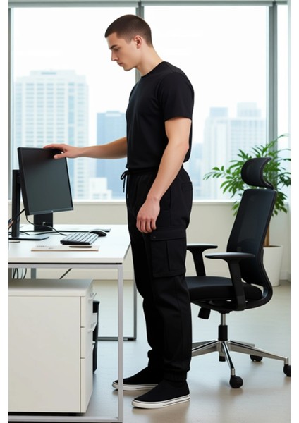 Erkek Kargo Cepli Gabardin Jogger Pantolon Fonksiyonel Dayanıklı Kaliteli Konforlu Estetik