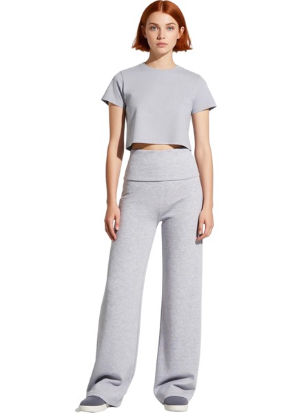 Kadın Melanj Beli Katlamalı Geniş Paça Pantolon Fonksiyonel Dayanıklı Kaliteli Konforlu Şık fırsatları