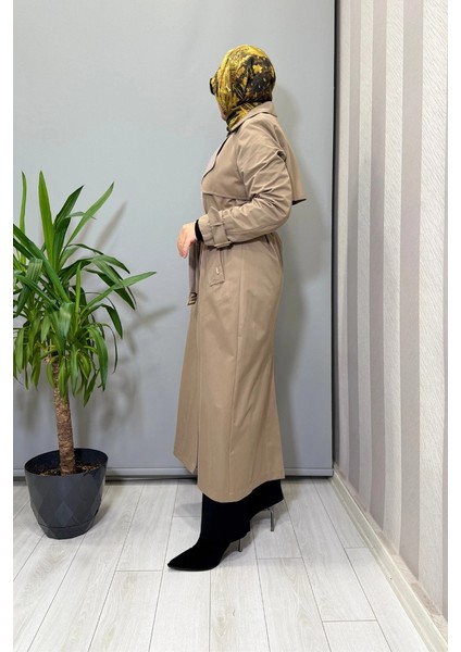 Triko Detaylı Kumaş Trençkot Mink T25PF-8011 fiyatları