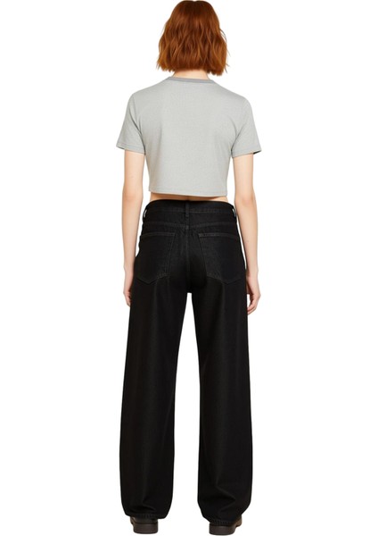 Kadın Dikiş Detaylı Geniş Paça Denim Pantolon Fonksiyonel Dayanıklı Kaliteli Konforlu Spor indirimleri