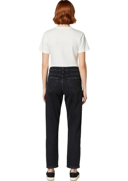 Kadın Antrasit Yüksek Bel Mom Jean Pantolon Fonksiyonel Dayanıklı Kaliteli Konforlu Modern indirimleri