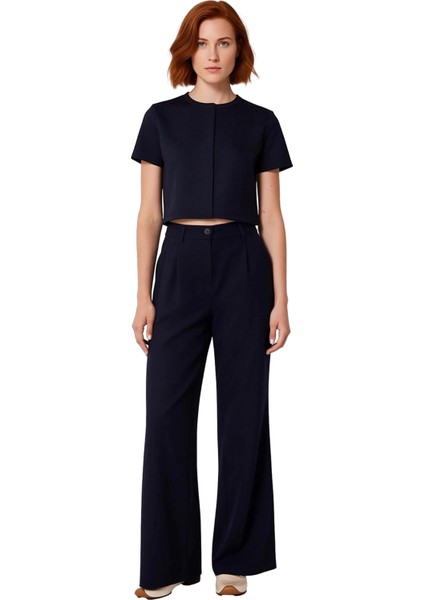 Kadın Haki Yüksek Bel Geniş Paça Dokuma Pantolon Fonksiyonel Dayanıklı Kaliteli Konforlu Şık fırsatları