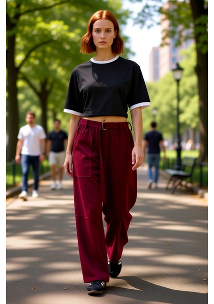 Kadın Geniş Paça Örme Pantolon Kemerli Fonksiyonel Dayanıklı Kaliteli Konforlu Estetik Şık modelleri