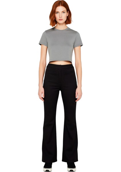 Kadın Yüksek Bel Flare Kesim Jean Pantolon Fonksiyonel Dayanıklı Kaliteli Konforlu Estetik fırsatları