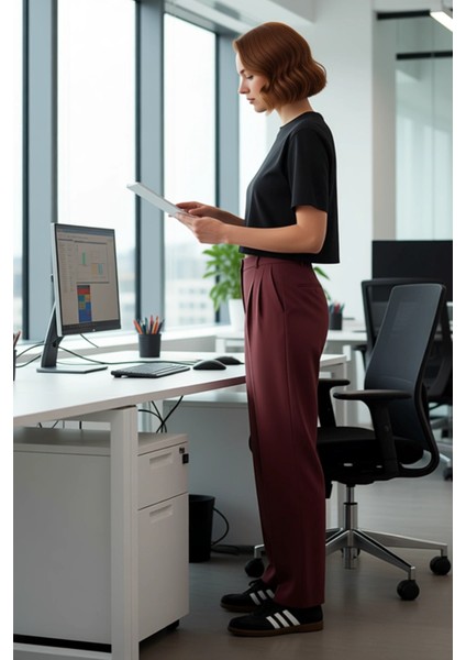 Kadın Straight Fit Dokuma Kumaş Pantolon Fonksiyonel Dayanıklı Kaliteli Konforlu Estetik Şık