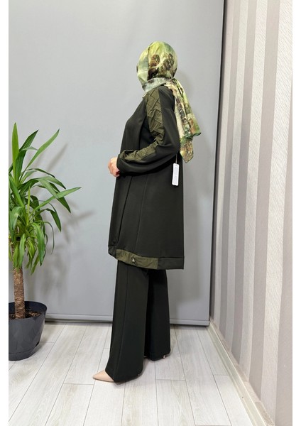 Kolu Kumaş ve Diliş Detaylı Tunik Yeşil 38040 fiyatları