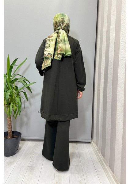 Kolu Kumaş ve Diliş Detaylı Tunik Yeşil 38040 modelleri