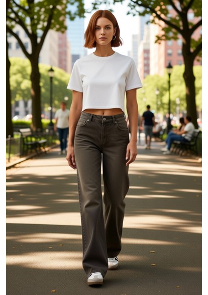 Kadın Düz Wide Leg Denim Pantolon Fonksiyonel Dayanıklı Kaliteli Konforlu Estetik Premium Şık fiyatları