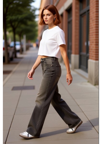 Kadın Düz Wide Leg Denim Pantolon Fonksiyonel Dayanıklı Kaliteli Konforlu Estetik Premium Şık modelleri