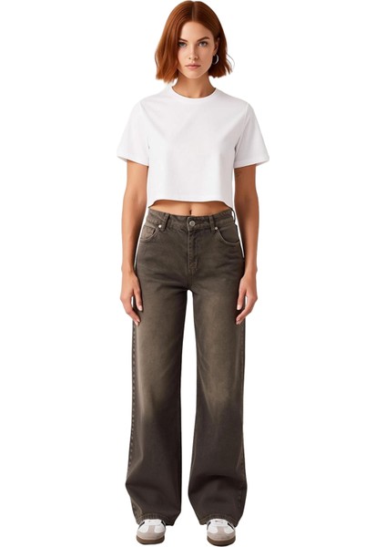 Kadın Düz Wide Leg Denim Pantolon Fonksiyonel Dayanıklı Kaliteli Konforlu Estetik Premium Şık fırsatları