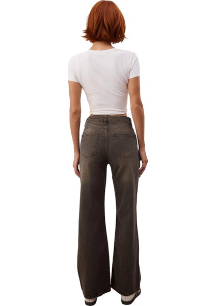 Kadın Düz Wide Leg Denim Pantolon Fonksiyonel Dayanıklı Kaliteli Konforlu Estetik Premium Şık indirimleri