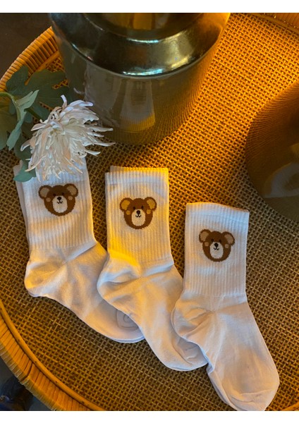 6 Çift Ayıcık Desenli Kolej Çorap A Kalite