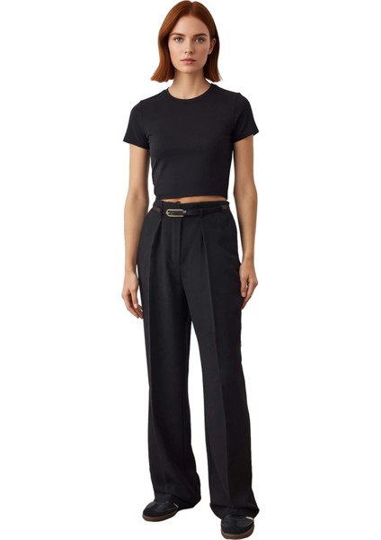 Kadın Geniş Paça Kemer Detaylı Pantolon Fonksiyonel Dayanıklı Kaliteli Konforlu Estetik Şık fırsatları