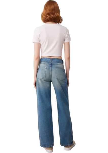 Kadın Wide Leg Kemerli Kot Pantolon Fonksiyonel Dayanıklı Kaliteli Konforlu Estetik Modern fiyatları