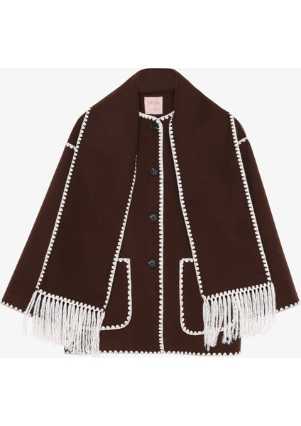 Atkılı Çoban Dikişli Oversize Kısa Kaban Kahverengi fiyatları