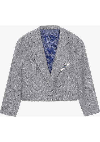Triko Garnili Balıksırtı Blazer Ceket Gri fiyatları