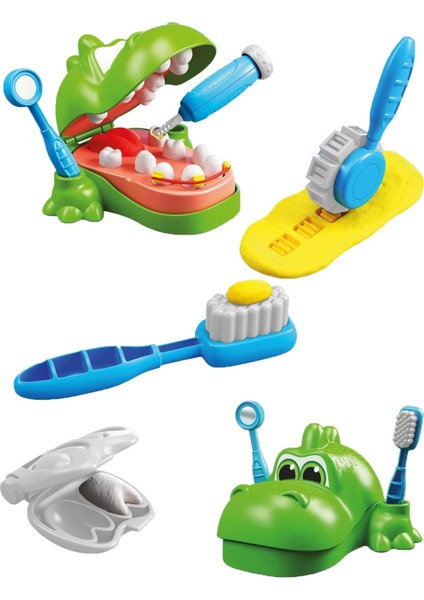 Dino Dişçi Oyun Hamuru Seti Kartela Diş Doktoru Set Toplam 20 Parça 2\'li Set modelleri