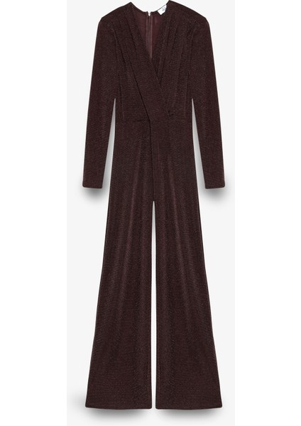 Simli Kruvaze Yaka Uzun Tulum Kahverengi fiyatları