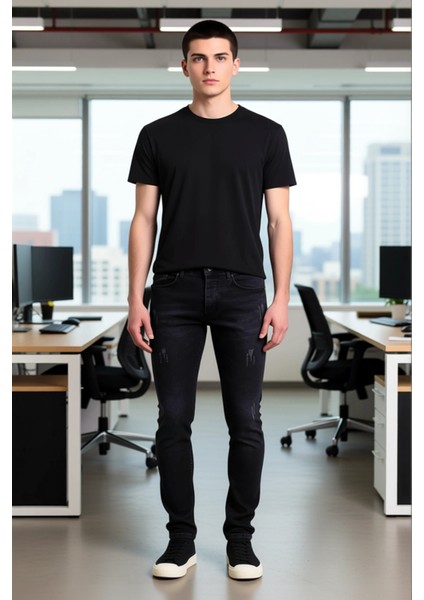 Erkek Esnek Skinny Fit Yırtık Detaylı Jean Fonksiyonel Dayanıklı Kaliteli Konforlu Estetik modelleri