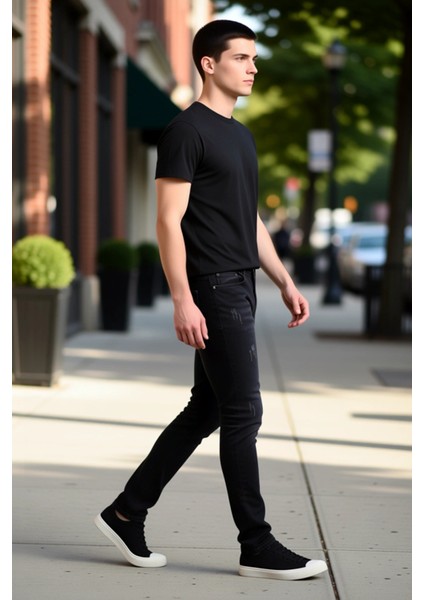 Erkek Esnek Skinny Fit Yırtık Detaylı Jean Fonksiyonel Dayanıklı Kaliteli Konforlu Estetik indirimleri