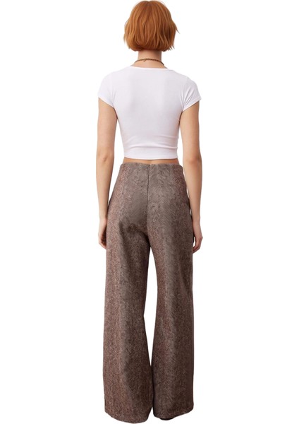 Kadın Kırçıllı Dokuma Wide Leg Pantolon Fonksiyonel Dayanıklı Kaliteli Konforlu Estetik Şık indirimleri