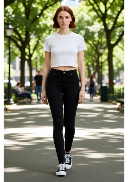 Kadın Yüksek Bel Dar Paça Denim Pantolon Fonksiyonel Dayanıklı Kaliteli Konforlu Estetik Şık modelleri