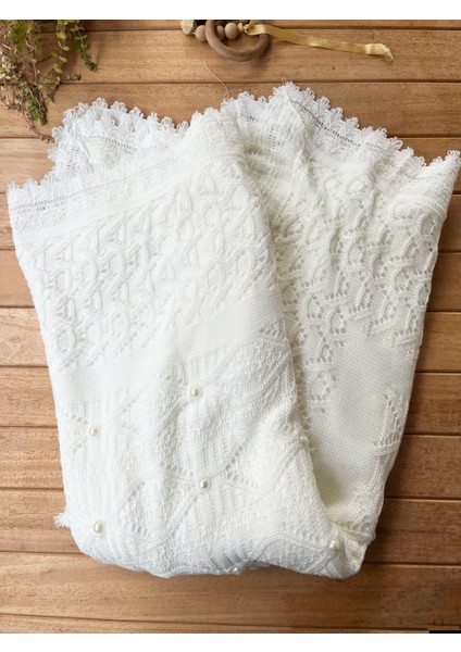 Triko Örgülü Wellsoft Döşemeli Incili 100 x 100 cm Bebek Battaniyesi modelleri