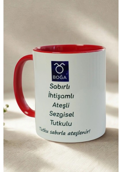 Boğa Burcu Porselen Kupa – Sabırlı, Tutkulu, Sezgisel ve Ihtişamlı Tasarım Kupa