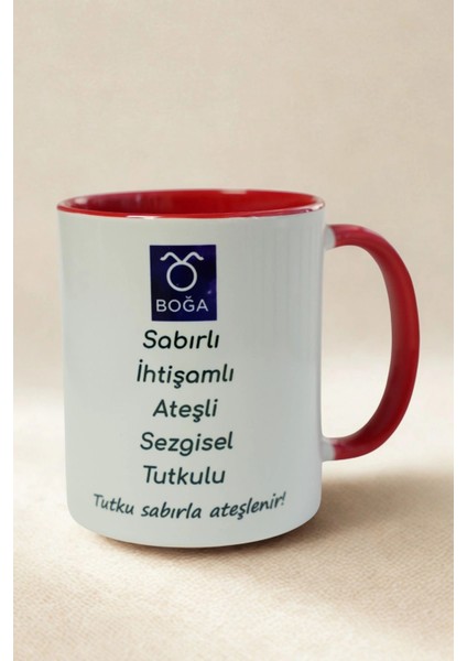 Boğa Burcu Porselen Kupa – Sabırlı, Tutkulu, Sezgisel ve Ihtişamlı Tasarım Kupa fiyatları