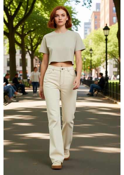 Yüksek Bel Geniş Paça Kadın Denim Pantolon Fonksiyonel Dayanıklı Kaliteli Konforlu Estetik fiyatları