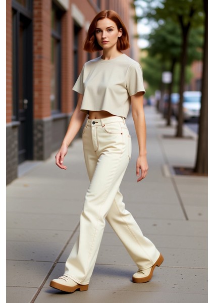 Yüksek Bel Geniş Paça Kadın Denim Pantolon Fonksiyonel Dayanıklı Kaliteli Konforlu Estetik modelleri