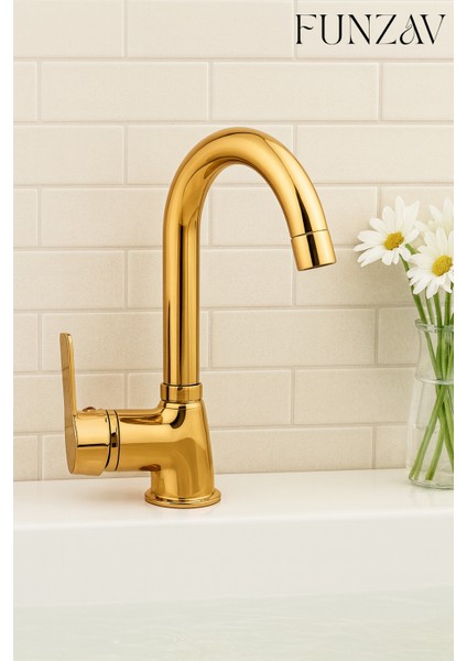 Cygnus Gold Banyo Lavabo Bataryası Modern Şık Dayanıklı Gold Tasarım Lavabo Musluğu fiyatları
