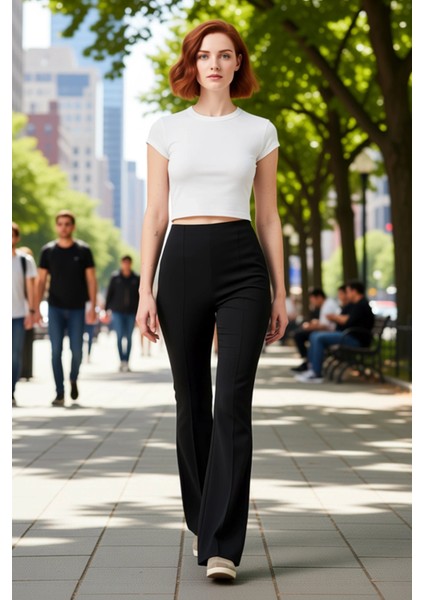 Kadın Flare Kesim Düz Dokuma Pantolon Fonksiyonel Dayanıklı Kaliteli Konforlu Estetik Spor modelleri
