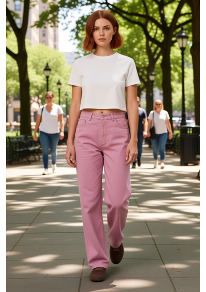 Kadın Düz Kesim Bol Paça Kot Pantolon Fonksiyonel Dayanıklı Kaliteli Konforlu Estetik Spor fiyatları