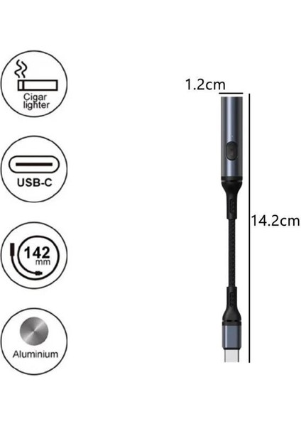 USB Şarjlı Alevsiz Çakmak Type C Kablolu Alüminyum Gövde Elektronik Telefon Kamp Araç Çakmağı modelleri