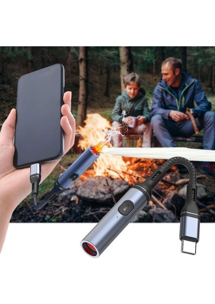 USB Şarjlı Alevsiz Çakmak Type C Kablolu Alüminyum Gövde Elektronik Telefon Kamp Araç Çakmağı indirimleri
