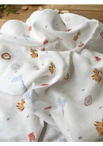 85X90CM Organik Tek Katlı Oekotex Sertifikalı %100 Pamuk Müslin Battaniye Panter Desenli fırsatları