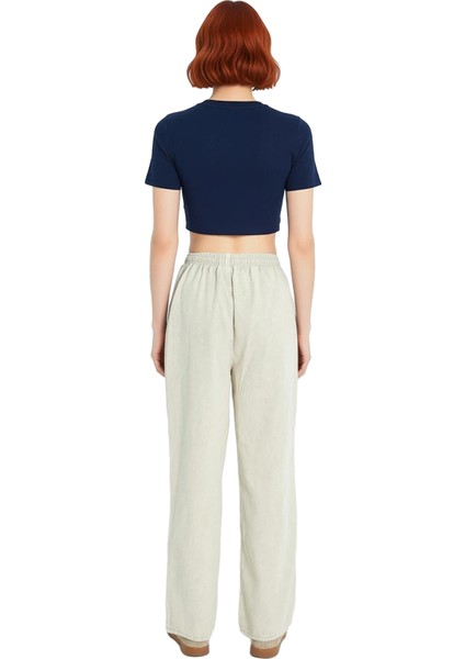 Kadın Gabardin Dokuma Geniş Paça Yüksek Bel Pantolon Fonksiyonel Dayanıklı Kaliteli Modern indirimleri