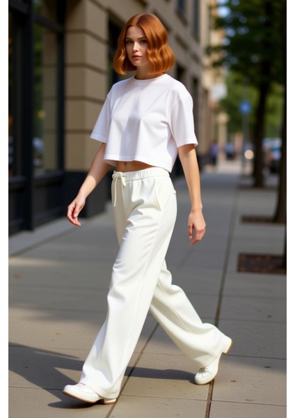 Kadın Yüksek Bel Bol Kesim Denim Pantolon Fonksiyonel Dayanıklı Kaliteli Konforlu Estetik Şık