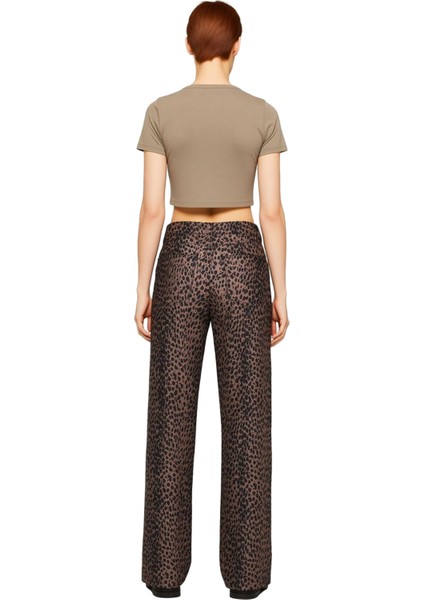 Kadın Animal Desenli Yüksek Bel Bol Paça Kot Pantolon Fonksiyonel Dayanıklı Kaliteli Rahat fiyatları