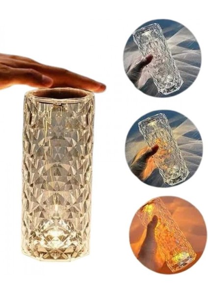 Kristal Lamba Masa Lambası Şarjlı Masa Lambası Dokunmatik Sensör USB Şarjlı fırsatları