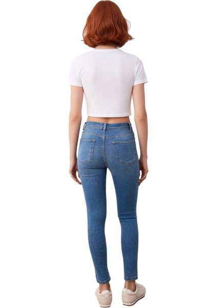 Kadın Esnek Yüksek Bel Dar Paça Jean Fonksiyonel Dayanıklı Kaliteli Konforlu Estetik Rahat fiyatları