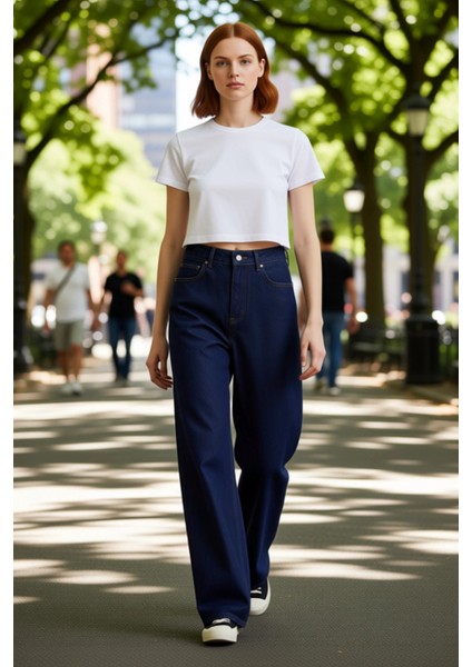 Kadın Bol Kesim Yüksek Bel Denim Pantolon Fonksiyonel Dayanıklı Kaliteli Konforlu Estetik Şık modelleri
