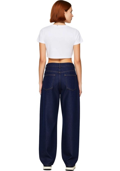 Kadın Bol Kesim Yüksek Bel Denim Pantolon Fonksiyonel Dayanıklı Kaliteli Konforlu Estetik Şık indirimleri