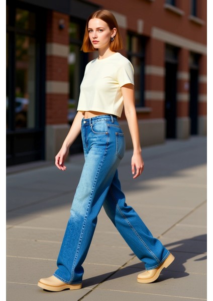 Genç Kız Wide Leg Jean Pantolon Fonksiyonel Dayanıklı Kaliteli Konforlu Estetik Premium Şık